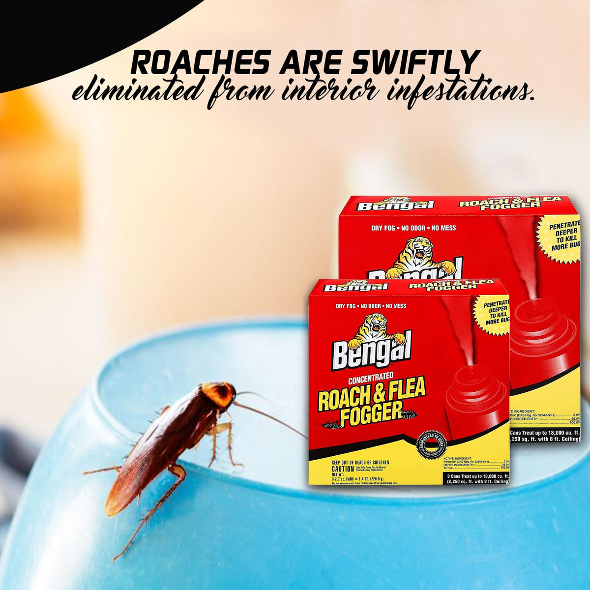 Bengal Concentrated Roach &Flea Fogger - Roach Killer Indoor